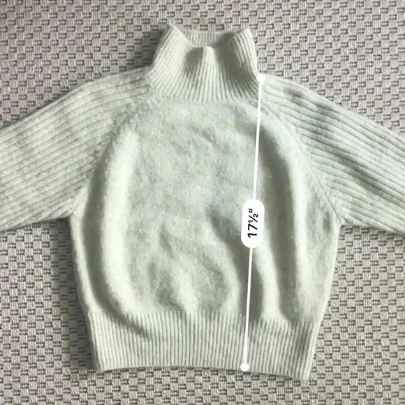 Zara Camel Wool Blend Cropped Turtleneck Sweater - Light Mint Green - Size M - Picture 9 of 9